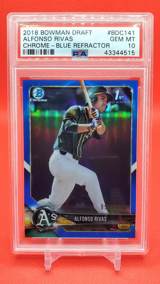 2018 Bowman Draft Chrome Alfonso Rivas 1st RC Blue Ref #/150 PSA 10 A's/Cubs 🆎️ - Image 1 of 2