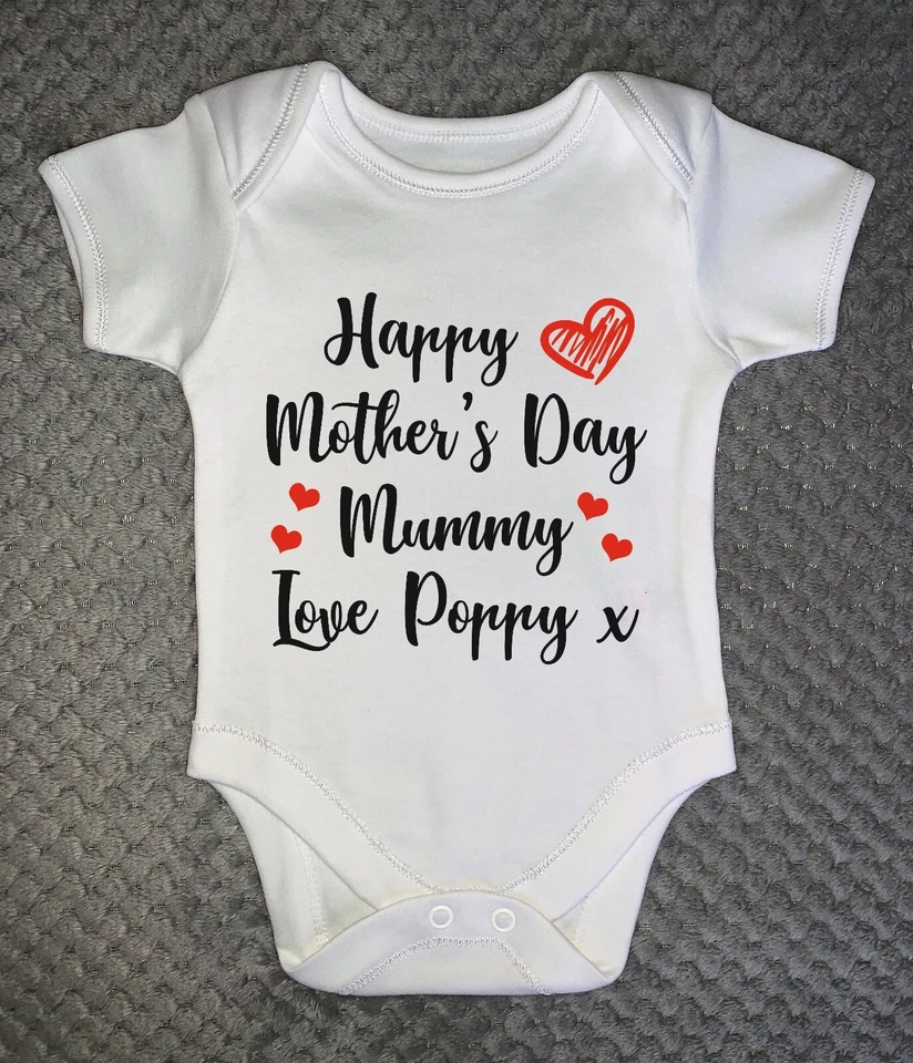 CARMA DESIGN Happy Mothers Day personalisiert Baby mitwachsen beliebiger Name - Body Weste - Mama Liebe