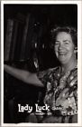 1960S Las Vegas Nevada Rppc Real Photo Postcard Lady Luck Casino / Woman At Slot