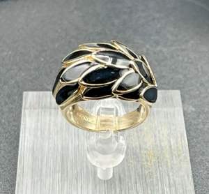 Ana BeKoach 18K HGE Black  Enamel Cocktail Dome Ring Size 6.5 - Picture 1 of 8