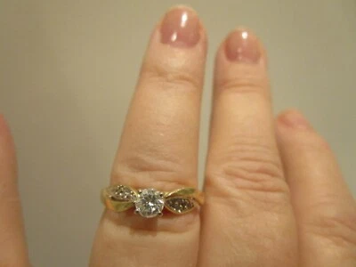 14K YELLOW GOLD DIAMOND ENGAGEMENT RING W/ACCENTS;   CENTER DIAMOND .40 CT - Image 1 of 4