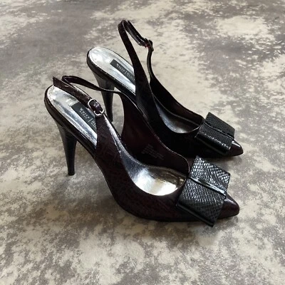 Tacón White House Black Market para mujer talla 6 Rudy Bow punta serpiente borgoña Foto 1 de 4