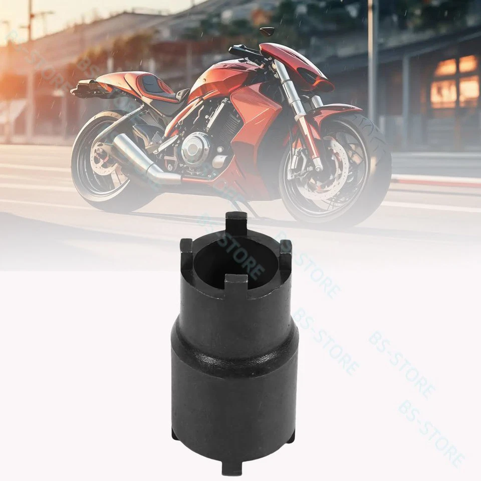 Herramienta de extracción de tuercas de motocicleta negra de doble cabeza embrague bloqueo tuerca llave reparación  Foto 1 de 4