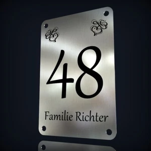 ACERO INOXIDABLE NÚMERO DE CASA PLACA DE PUERTA EN MUCHOS TAMAÑOS * CON GRABADO LÁSER A PETICIÓN - Imagen 1 de 6