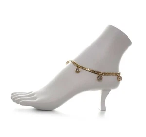 5mm Italienische Mariner Ankerkette Fußkettchen CZ Kubik Fußkette 14K vergoldet - Bild 1 von 7