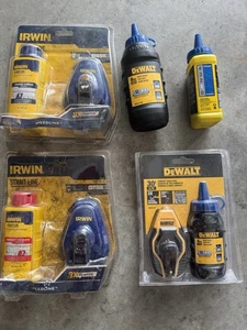 (3) Chalk Lines With Chalk Dewalt And Irwin With Extra Chalk - Picture 1 of 6