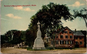 Postcard MA Haverhill Soldiers Monument Posted 1913 CREASE Massachusetts - Picture 1 of 2
