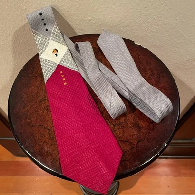 Corbata vintage años 40 Haband roja crema negra gris para hombre con caballero bordado 52 x 3,5 Foto 1 de 4