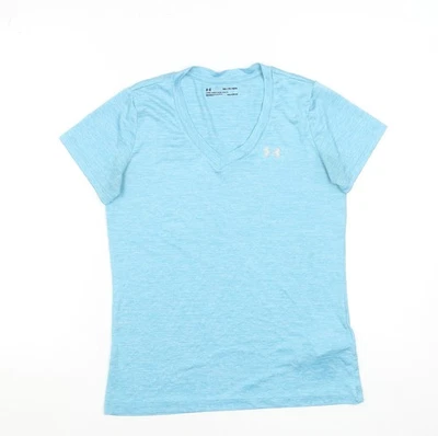 Under Armour Womens Blue HeatGear V-Neck T-Shirt XS Loose Fit Gym Top - Image 1 of 4