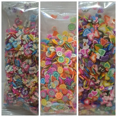 Fimo Polymer Clay Slices Fruits Hearts Butterflies 3 Pieces - Image 1 of 4