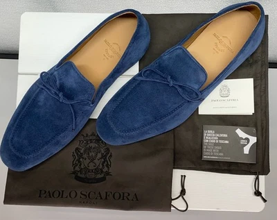 Мокасины без застежек мужские Paolo Scafora Art 740 размер 10,5 синие замшевые кожа - Изображение 1 из 4