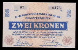 i-010340 Austria-Hungary 2 Kronen 1916. Camp Dunaszerdahely UNC - Picture 1 of 2