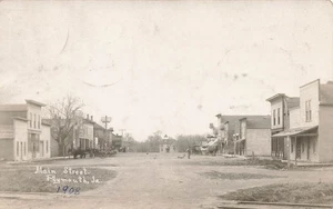 LP43 Plymouth Iowa Main St. 1908 RPPC Postcard - Picture 1 of 2