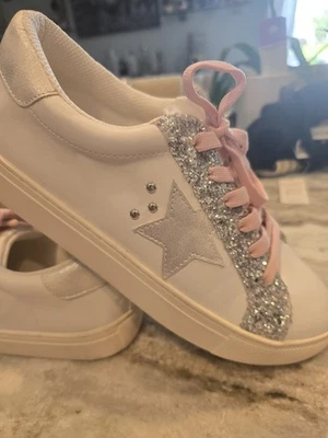 Zapatillas Tenis Hey Girl Corkys Estrella Brillo Rosa Cordones Talla 9 Foto 1 de 4