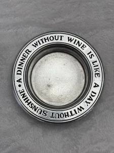 Wilton Armetale Pewter Wine Bottle Coaster A Dinner Without Wine Vintage USA - Picture 1 of 4