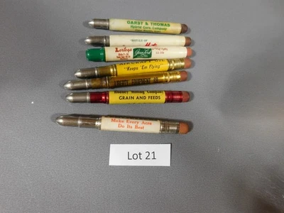 7 винтажных карандашей-пулей (Liberty, Metz, Lortogs, Armours, Aircraft Oil, Garst) лот 21 - Изображение 1 из 4