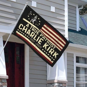 A True Patriott Charlie Kirk Flag 3×5 Ft Flag Outdoor Garden Banner Double Sided - Picture 1 of 7