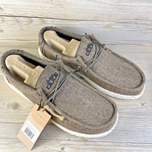 Hey Dude Wally Blend Dark Linen Brown Lightweight Slip-On Men's Shoe Sz 10 NWOB - Picture 1 of 7