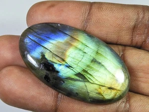 76Cts. Natural Labradorite Multi Fire Oval Cabochon Loose Gemstone 26X47X6MM w40 - Bild 1 von 9