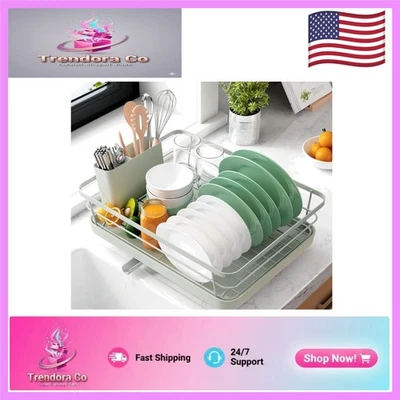 小巧型餐具干燥架带餐具架-优雅厨房存储解决方案 — 第 1/4 张图片