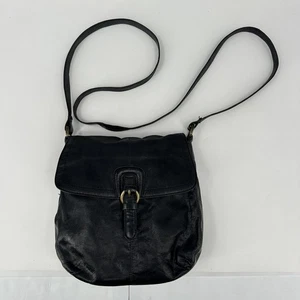 Vintage Hobo International weiches schwarzes Leder Saddle Crossbody Tasche Schultertasche Handtasche - Bild 1 von 21