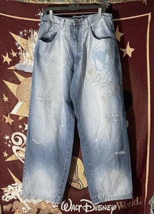 VTG  Lot 29 Daffy Duck Embroidered Jeans Mens Blue Baggy Y2K Skater Hip Hop 34 - Picture 1 of 10