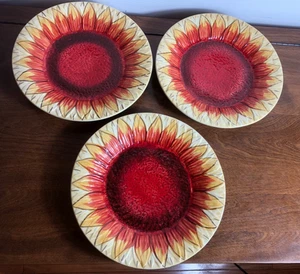 Pfaltzgraff 2012 Evening Sun Sculpted Plate Sunflower Floral 9.75" (Set of 3) - Picture 1 of 9