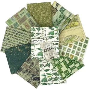 Free Spirit - Eclectic Elements Palette Green FQ Bundle/10, by Tim Holtz - Picture 1 of 1