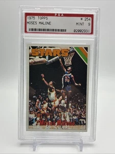 1975 Topps #254 Moses Malone Rookie HOF PSA 9 Mint - Picture 1 of 2