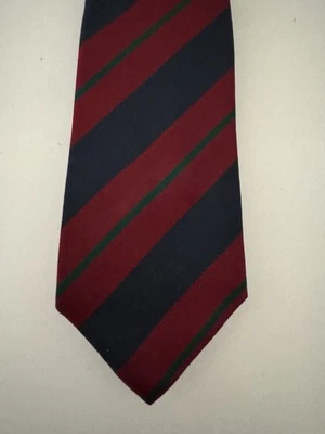 "Corbata de colección Lands End 100 % seda a rayas diagonal azul marino y rojo 55""" Foto 1 de 4