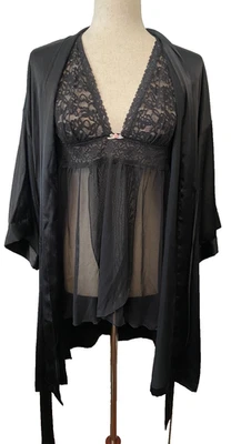 VICTORIA'S SECRET The LACIE & Robe Set Talla L BABYDOLL NIGHTIE CHEMISE LENCERÍA Foto 1 de 4