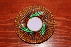 Piattino maiolica inglese vittoriano 6" modello bambù e felce marchio diamante - Foto 1 di 4