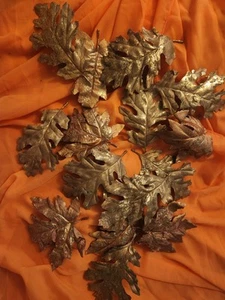 15 hojas realistas doradas tostadas marrones otoño artesanía brillo vacaciones  - Imagen 1 de 12