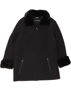 ANDREW MARC Womens Overcoat UK 18 XL Black Polyester CV14 - Picture 1 of 3