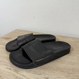 Valentino By Mario Valentino Robert Leather Slides Black Mens Size 9 Italy - Picture 1 of 12