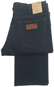 MENS WRANGLER TEXAS STRETCH REGULAR FIT STRAIGHT LEG JEAN ZIP FLY - BLUE BLACK - Picture 1 of 1