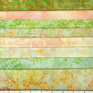 Paquete de 8 cuartos de grasa melón y menta #3 tela Batik Lunn FQ 100 % algodón - Imagen 1 de 3