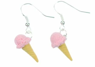 Pendientes Cono Helado Miniblings Colgante Helado Fresa Rosa Foto 1 de 3