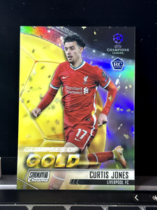 2020-21 Topps chrome stadium club soccer refractor RC Curtis Jones gold glimpses