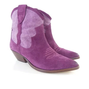 ISABEL MARANT Stiefeletten Cowboy Boots MIX CANVAS Fuchsia Gr. 39 - Picture 1 of 5