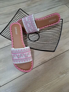 Clogs Sandale Gr.39 Selten Getragen/ Sommer In Pink Bunt Pastellfarben - Bild 1 von 8