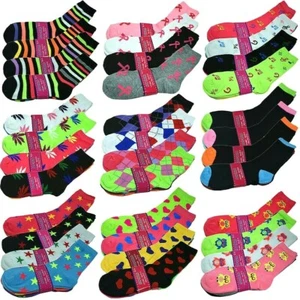 3-12 Pairs Womens Cotton Casual Assorted Design Classic Crew Socks Size 9-11 - Picture 1 of 38