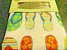 new 13 pc colorful FLIP FLOPS summer beach Sandals Fabric SHOWER CURTAIN hooks
