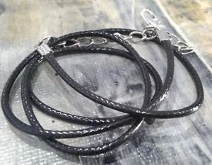 Waxed Cotton Cord Necklace Making, Lobster Claw Clasp, Extend Chain, Black, 15pc - Picture 1 of 3