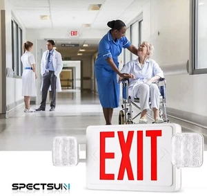 Spectsun 4 Packs UL Listed- Red Emergency Exit Lights Battery Exit Sign Set. - Picture 1 of 7