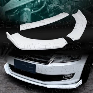 UNIVERSAL PAINTED WHITE FRONT BUMPER LOWER BODY KIT SPLITTER SPOILER LIP 3-PCS - Picture 1 of 6