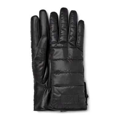 UGG WOMENS FABRIC QUILTED GLOVES SHERPA LINED BLACK S/M NWOT - Image 1 of 4