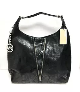 NEW MICHAEL KORS NEWMAN BLACK PYTHON EMBOSSED LEATHER LG HOBO,SHOULDER,HAND BAG - Picture 1 of 10