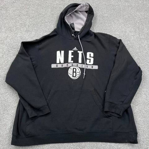 Brooklyn Nets Hoodie Men XL Black Hooded Sweatshirt Sweater Faded Grunge Adult Cover
