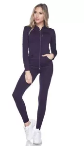 NEU MIT ETIKETT NEU MIX lila Reißverschluss Stretch Hoodie & Leggings Jogger Trainingsanzug Set S M L - Bild 1 von 2